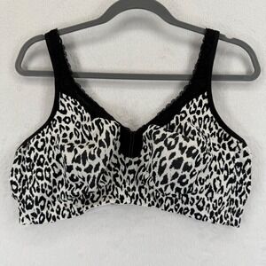 Catherines Intimates 44DD Bra Leopard Print Black White‎ Cotton Blend Comfort